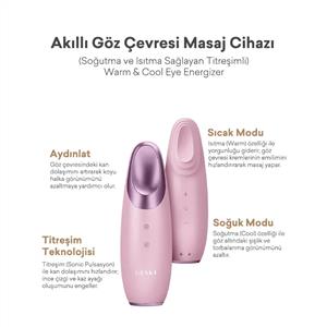 Geske Titreşimli Soğutma ve Isıtma Sağlayan Akıllı Göz Çevresi Masaj Cihazı Pembe