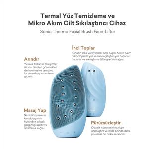 Geske Titreşimli Mikro Akım Termal Yüz Temizleme ve Cilt Sıkılaştırıcı Cihaz Mavi