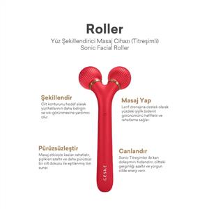 Geske Titreşimli, Yüz Şekillendirici  Roller Masaj  Cihazı Kırmızı