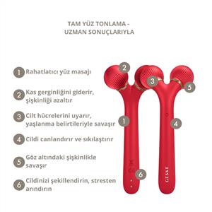 Geske Titreşimli, Yüz Şekillendirici  Roller Masaj  Cihazı Kırmızı