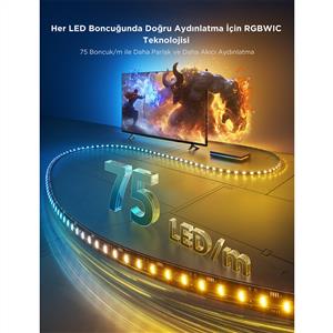 Govee AI 8K Sync Box 2 Sync Box + 2 adet HDMI kablo + LED Şerit 55-65 inç