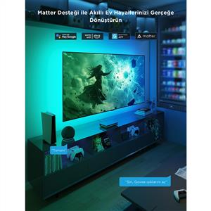 Govee AI 8K Sync Box 2 Sync Box + 2 adet HDMI kablo + LED Şerit 55-65 inç