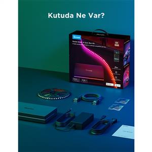 Govee AI 8K Sync Box 2 Sync Box + 2 adet HDMI kablo + LED Şerit 55-65 inç
