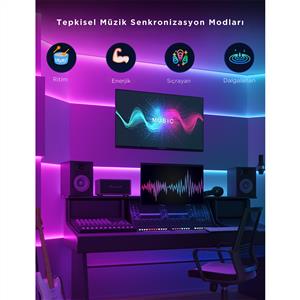 Govee RGBICW WiFi+BT Matter Destekli Silikon Kaplamalı Kesilebilir LED Şerit - 3 Metre