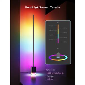 Govee RGBICWW Lyra 2 Matter Destekli Çift Aydınlatmalı Köşe Lambası - Siyah