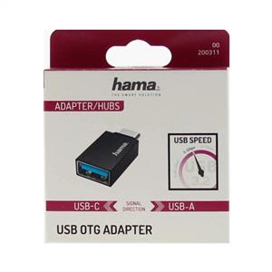 Hama HM.200311 USB-C Fiş- USB A Soket Adaptör (SİYAH)