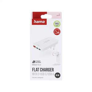 Hama İnce 65W Hızlı Şarj Adaptörü, 2xUsb-C , 1xUsb-A - Beyaz
