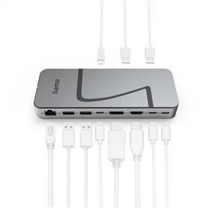 Hama Connect2Office Speed USB4 Docking Station, USB-C, PD, 40 Gbit/s, 10 Port - Gri