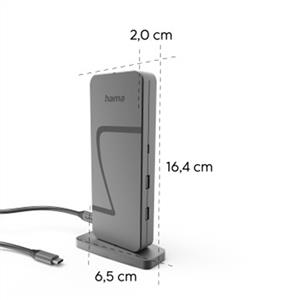 Hama Connect2Office Speed USB4 Docking Station, USB-C, PD, 40 Gbit/s, 10 Port - Gri