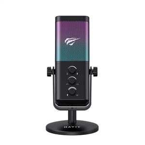Havit GK65 RGB Profesyonel 192kHz 24Bit Hi-Fi Dahili Ses Kartlı Yayıncı Mikrofonu - Siyah