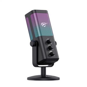 Havit GK65 RGB Profesyonel 192kHz 24Bit Hi-Fi Dahili Ses Kartlı Yayıncı Mikrofonu - Siyah