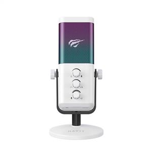 Havit GK65 RGB Profesyonel 192kHz 24Bit Hi-Fi Dahili Ses Kartlı Yayıncı Mikrofonu - Beyaz