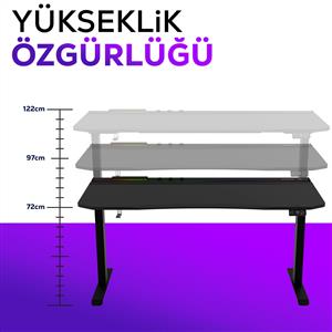 HAWK GAMING CHAIR ION X Çift Motorlu Yükseklik Ayarlı 160x80 RGB Siyah Oyuncu Masası