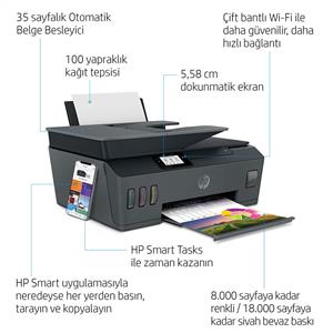 HP SMART TANK 530 FOTOKOPİ,TARAYICI,Wi-Fi MÜREKKEP TANKLI YAZICI(4SB24A)