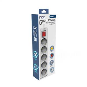 INCA IPW-44GB 5 Port Akım Korumalı Led Tuşlu Priz 1.5m - Beyaz