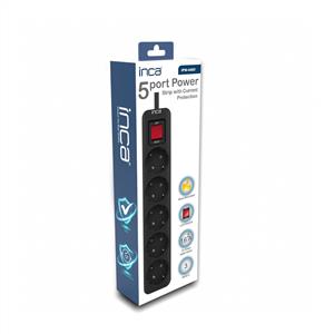 INCA IPW-44SY 5 Port Akım Korumalı Led Tuşlu Priz 1.5m - Siyah
