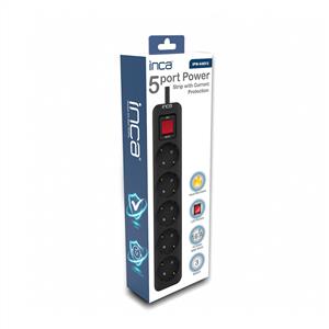 INCA IPW-44SY3 5 Port Akım Korumalı Led Tuşlu Priz 3m - Siyah