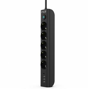 INCA IPW-44TU 5 Port 3x Usb + Type-C Akım Korumalı Led Tuşlu Priz 1.5m- Siyah