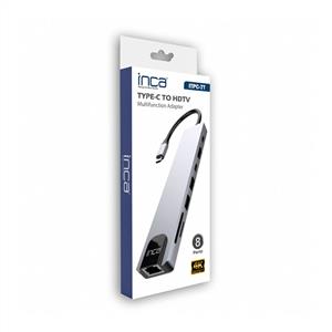 INCA X8 Combo Dönüştürücü+ Çevirici + Çoklayıcı Type-C Hub - Aluminyum Kasa