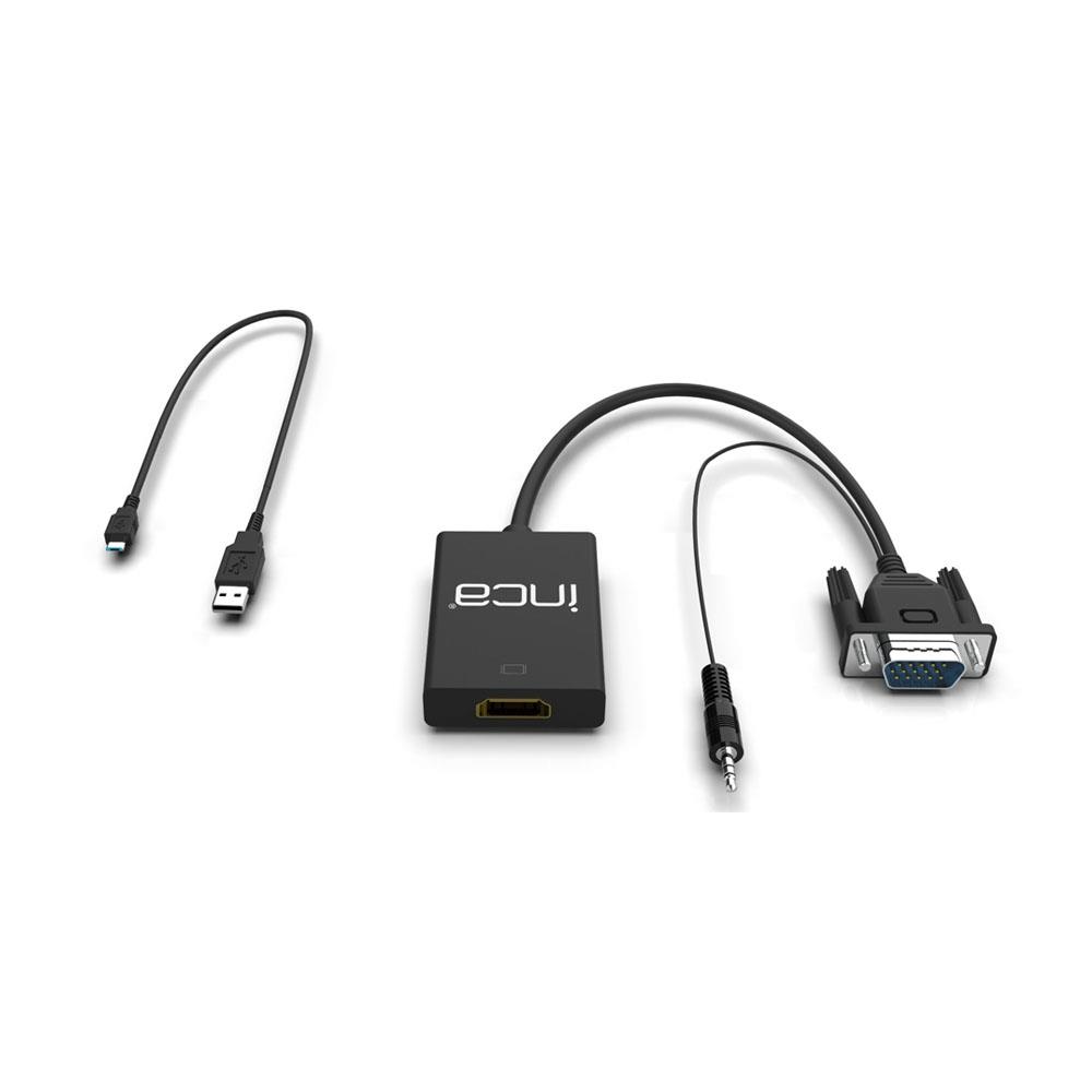 İnca IHTV-7TS HDMI Zu VGA Adapter Mit Klinken-Audio (SES) – Schwarz | Hochwertiges Übertragungskabel Für Monitor & TV