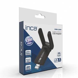INCA IUWA-1300X 400MBPS-867MBPS DUAL-BANT KABLOSUZ-AC / BLUETOOTH 4.2 USB ADAPTÖR