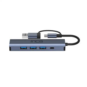 Inca IUTP-5T USB/Type-C Hub X3 USB 3.0 + Type-C+Ethernet RJ45 Çoklayıcı Aluminyum Kasa