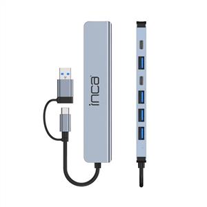 Inca IUTP-7T USB/Type-C Hub X5 USB 3.0 + 2 Type-C  Aluminyum Kasa
