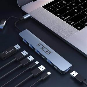 Inca IUTP-7T USB/Type-C Hub X5 USB 3.0 + 2 Type-C  Aluminyum Kasa