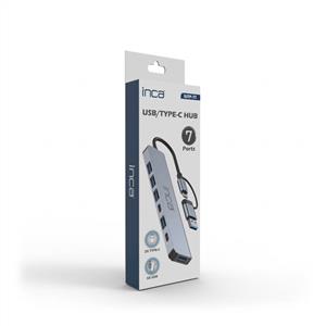Inca IUTP-7T USB/Type-C Hub X5 USB 3.0 + 2 Type-C  Aluminyum Kasa