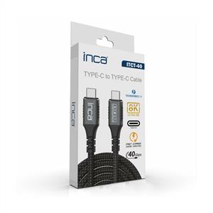 Inca ITCT-40 USB4 8K@60Hz Thunderbolt 4/3 40 Gbps PD240W Type-C to Type-C Kablo -0.8m