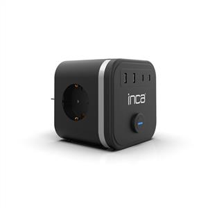 Inca IPW-47SY 3Port 2x USB+2x Type-C Akım Korumalı Led Tuşlu Duvar Priz  - Siyah