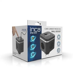 Inca IPW-47SY 3Port 2x USB+2x Type-C Akım Korumalı Led Tuşlu Duvar Priz  - Siyah