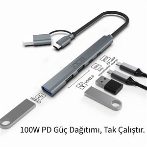 Inca IUTP-06TX USB 3.0 & Type-C 3.1 Hub 1 X USB 3.0 +2 X USB+Type-C+PD100W 2.0 Çoklayıcı