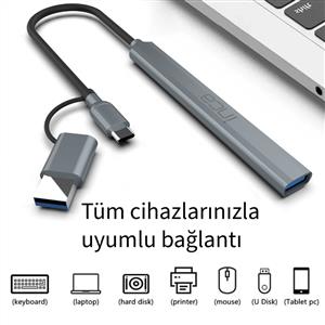 Inca IUTP-06TX USB 3.0 & Type-C 3.1 Hub 1 X USB 3.0 +2 X USB+Type-C+PD100W 2.0 Çoklayıcı