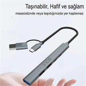 Inca IUTP-06TX USB 3.0 & Type-C 3.1 Hub 1 X USB 3.0 +2 X USB+Type-C+PD100W 2.0 Çoklayıcı