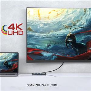 Inca USB-C + HDMI 4K 60HZ+Ethernet RJ45 1000Mbps+2XUSB3.0 +PD100W+SD +TF3.0 Data Çoklayıcı
