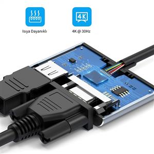 Inca ITPC-06TX Type-C Hub X4 HDMI 4K@30 Hz+ VGA+ USB 3.0+PD 100W Aluminyum Kasa