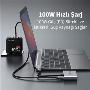 Inca ITPC-06TX Type-C Hub X4 HDMI 4K@30 Hz+ VGA+ USB 3.0+PD 100W Aluminyum Kasa
