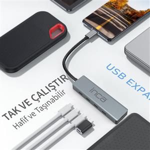 Inca ITPT-4TX Type-C HubX4 Type-C Port 3.1 10Gbps  Çoklayıcı  Aluminyum Kasa