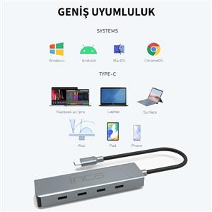 Inca ITPT-4TX Type-C HubX4 Type-C Port 3.1 10Gbps  Çoklayıcı  Aluminyum Kasa