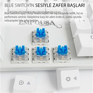 INCA IKG-456 EMPOUSA BLUE SWITCH RGB KABLOLU MEKANIK GAMING KLAVYE-BEYAZ