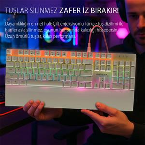 INCA IKG-456 EMPOUSA BLUE SWITCH RGB KABLOLU MEKANIK GAMING KLAVYE-BEYAZ