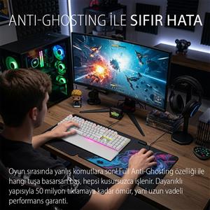 INCA IKG-456 EMPOUSA BLUE SWITCH RGB KABLOLU MEKANIK GAMING KLAVYE-BEYAZ