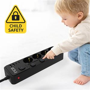 Inca IPW-48SY3 4 Port 2XUSB+ 2XType-C Akım Korumalı Bağımsız Led Tuşlu Priz 3M - Siyah