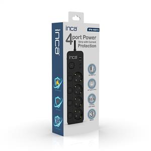 Inca IPW-48SY3 4 Port 2XUSB+ 2XType-C Akım Korumalı Bağımsız Led Tuşlu Priz 3M - Siyah