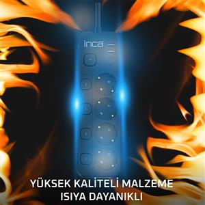 Inca IPW-48SY3 4 Port 2XUSB+ 2XType-C Akım Korumalı Bağımsız Led Tuşlu Priz 3M - Siyah
