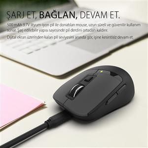 INCA IWM-512RS RECHARGEABLE SILENT BLUETOOTH KABLOSUZ MOUSE-SİYAH