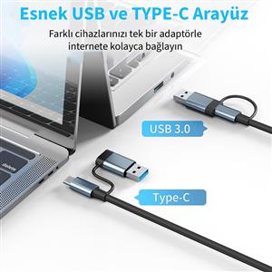 Inca IUTP-03TX USB HubX3 USB 3.0 10 Gbps+Ethernet RJ45 1000Mbps Çoklayıcı Aluminyum Kasa