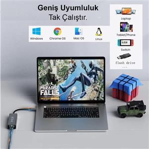 Inca IUTP-03TX USB HubX3 USB 3.0 10 Gbps+Ethernet RJ45 1000Mbps Çoklayıcı Aluminyum Kasa