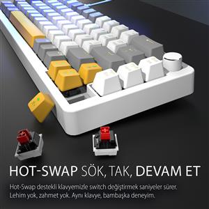 INCA IKG-457 EMPOUSA HOT SWAP RED SWITCH RGB KABLOLU MAKRO MEKANIK GAMING KLAVYE-BEYAZ